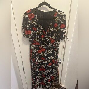 Madewell Black and Red Floral Dress